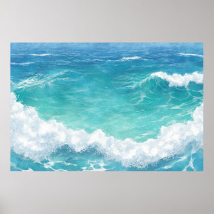 Poster Vagues d'océan turquoise