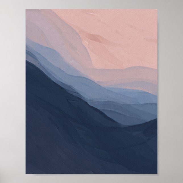 Poster Vagues En Texture - Bleu Profond & Beige (Devant)