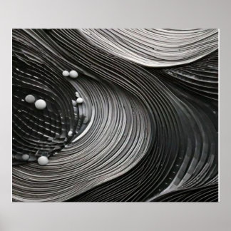 Poster Vagues fluides monochromes abstraites texturées