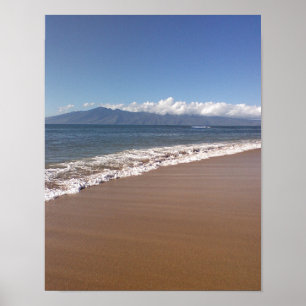 Poster Vagues hawaïennes, île éloignée, sable de plage,