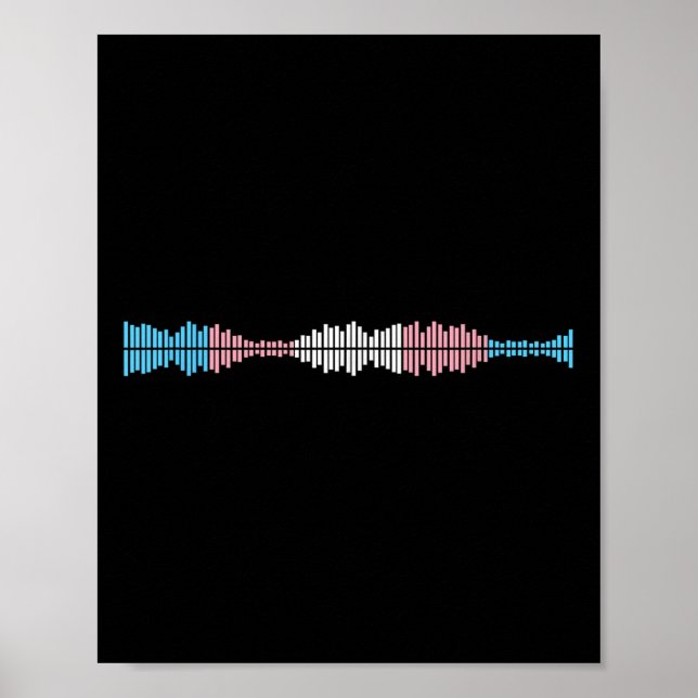 Poster Vagues musicales Drapeau de fierté trans subtile D (Devant)
