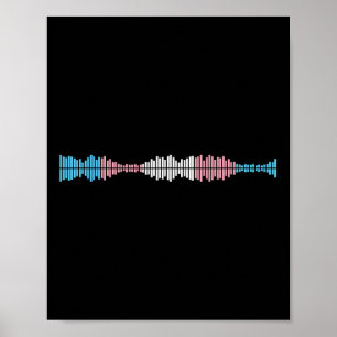 Poster Vagues musicales Drapeau de fierté trans subtile D