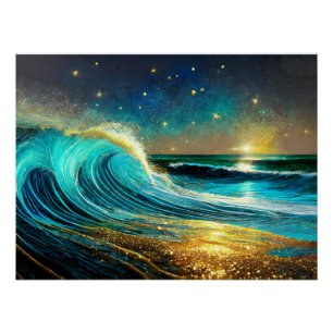 Poster Vagues océaniques clignantes