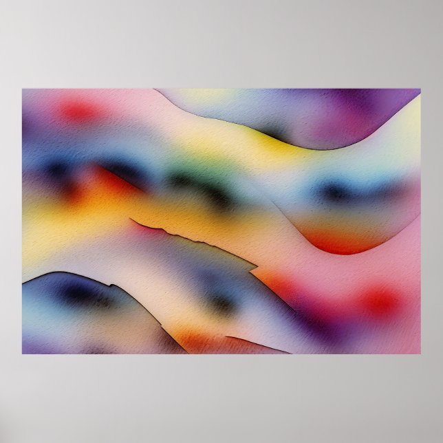 Poster "Vagues réfractaires" Art Abstrait contemporain (Devant)