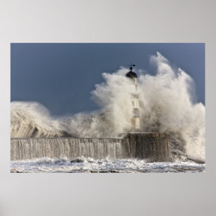 Poster Vagues S'Écrasant Contre Un Phare