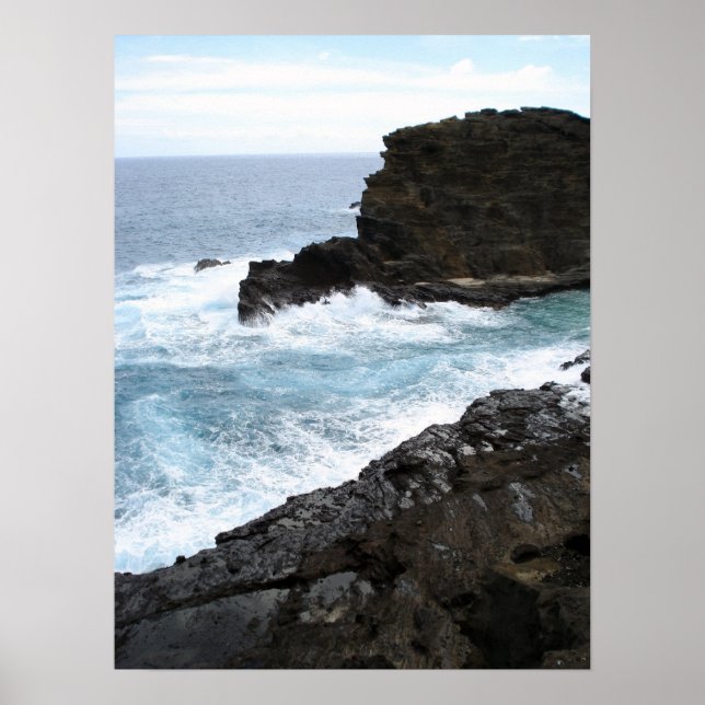 Poster Vagues sur les rochers sombres (Devant)