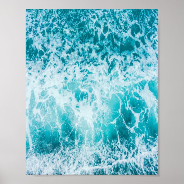 Poster Vagues tropicales de l'océan bleu (Devant)