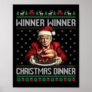 Poster Vainqueur du dîner de Noël Père Noël Trump Ugly Sw