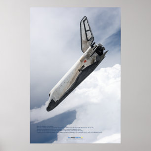 Poster Vaisseau spatial Buran descendant à travers les nu