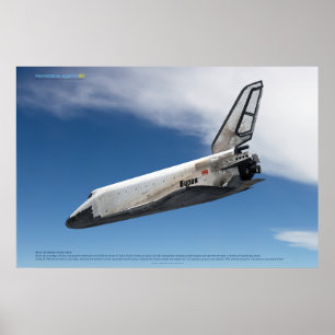 Poster Vaisseau spatial Buran descendant à travers les nu