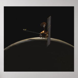 Poster Vaisseau spatial d'odyssée de Mars au-dessus de