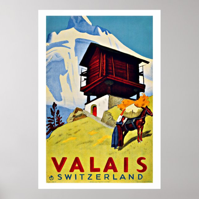 Poster Valais, Suisse Vintage voyage (Devant)