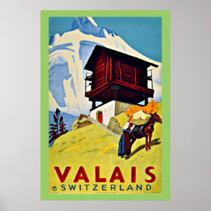 Poster Valais,Switzerland Vintage Travel