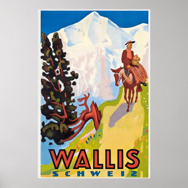 Poster Valais Wallis Zermatt Ski Switzerland Swiss Alps (Devant)