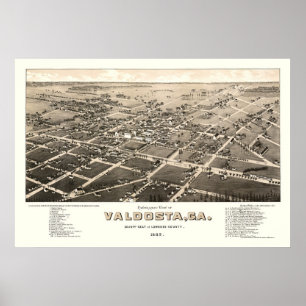Poster Valdosta, GA Carte panoramique - 1885
