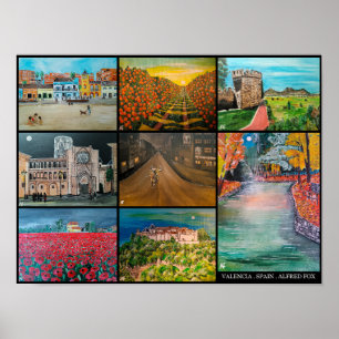 Poster Valence Espagne Collage Peinture par Alfred Fox