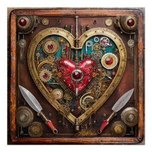 Poster Valentin Guerrier Steampunk Rubis Et Poignards