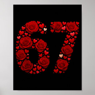 Poster Valentine 67 Mème Rose Cœurs Drôle Six Sept Vale