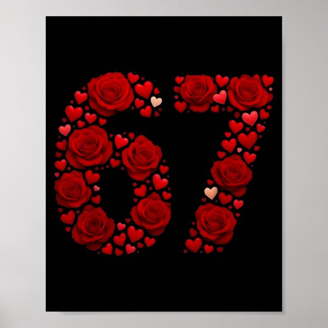Poster Valentine 67 Meme Rose Hearts Funny Six Seven Vale (Devant)