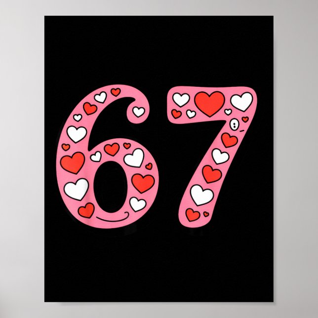 Poster Valentine 67 Meme Six Seven Cute Gen Alpha  (Devant)