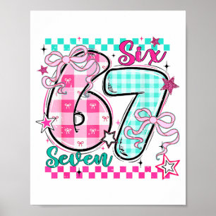 Poster Valentine à carreaux rétro Six Sept Mème 67 Viral 