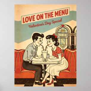 Poster Valentine - Amour au menu Boutique de soda rétro