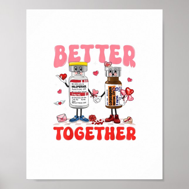 Poster Valentine Better Together Nurse Pink Bow Modern De (Devant)