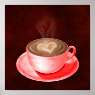 Poster Valentine Cappuccino Art Heart