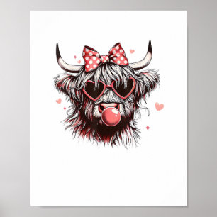 Poster Valentine Coquette Bow Heifer Highland Vache