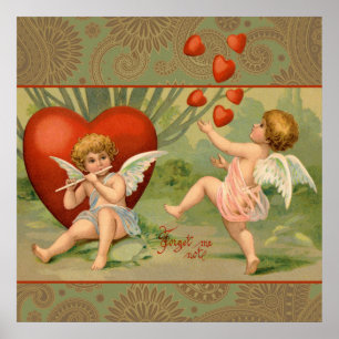 Poster Valentine Cupids Love Antique Vintage