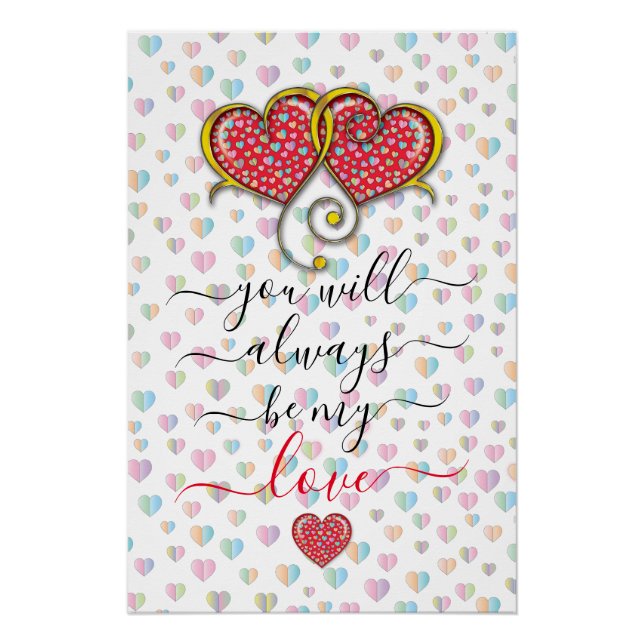 Poster Valentine Élégant Coeurs Interverrouillés Design (Devant)