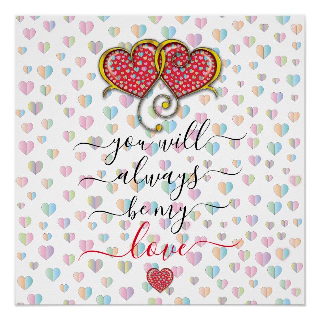 Poster Valentine Élégant Coeurs Interverrouillés Design (Devant)