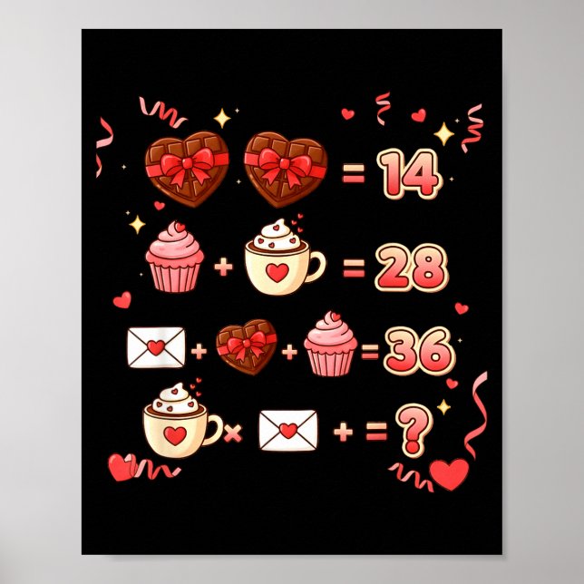 Poster Valentine Funny Math Equation 6 7 Six Seven Meme T (Devant)