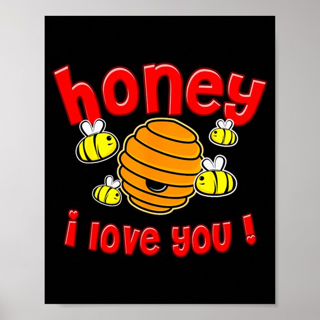 Poster Valentine Honey I Love You  (Devant)