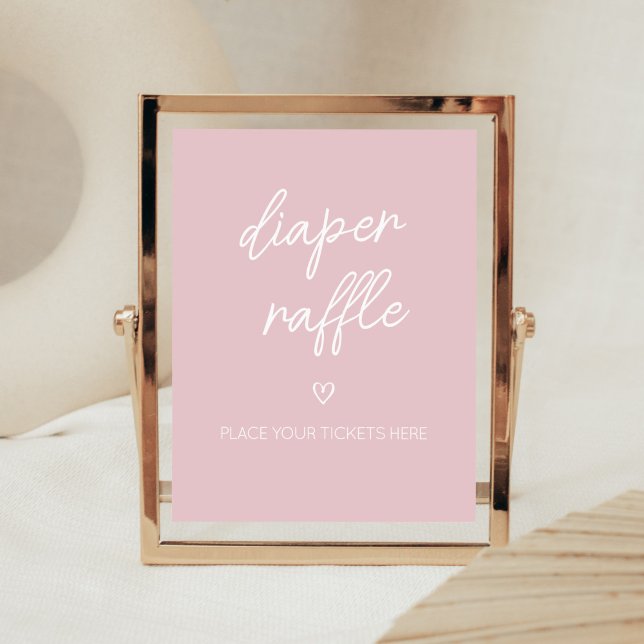 Poster Valentine Minimaliste Coeur Déchets Raffle (Pink A Little Sweetheart Baby Shower Diaper Raffle Sign)