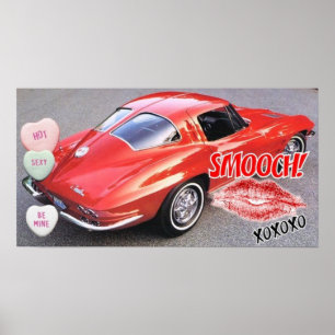 Poster Valentine Red Corvette Split Window Classic