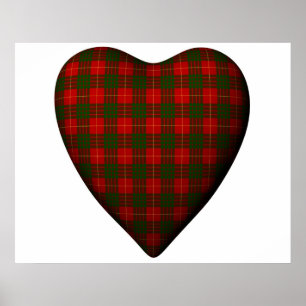Poster Valentine Red Heart Scottish Cameron Tartan
