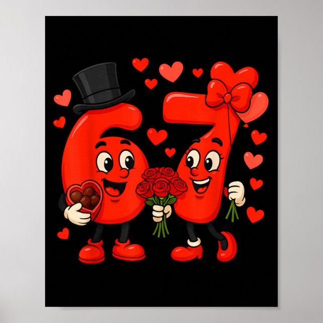 Poster Valentine’s Day 67 Meme Filled With Hearts Funny S (Devant)