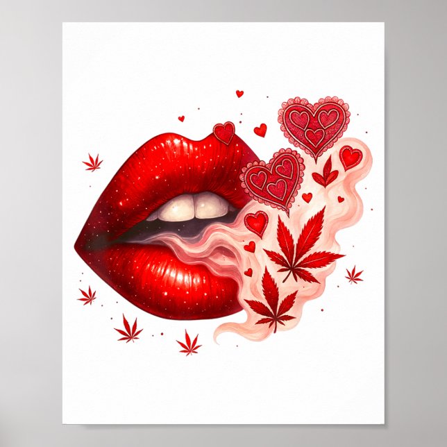 Poster Valentine’s Day Weed Lover Stoner Babe  (Devant)