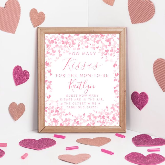 Poster Valentine's Day Baby Shower How Many Kisses Game (Créateur téléchargé)
