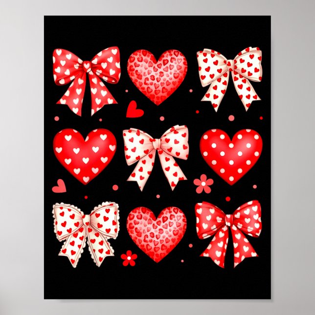 Poster Valentines Day Coquette Bow Hearts Leopard Women G (Devant)