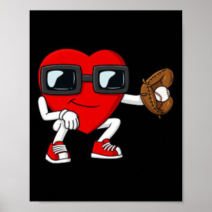 Poster Valentines Day Heart Baseball Catcher Amusants Gar