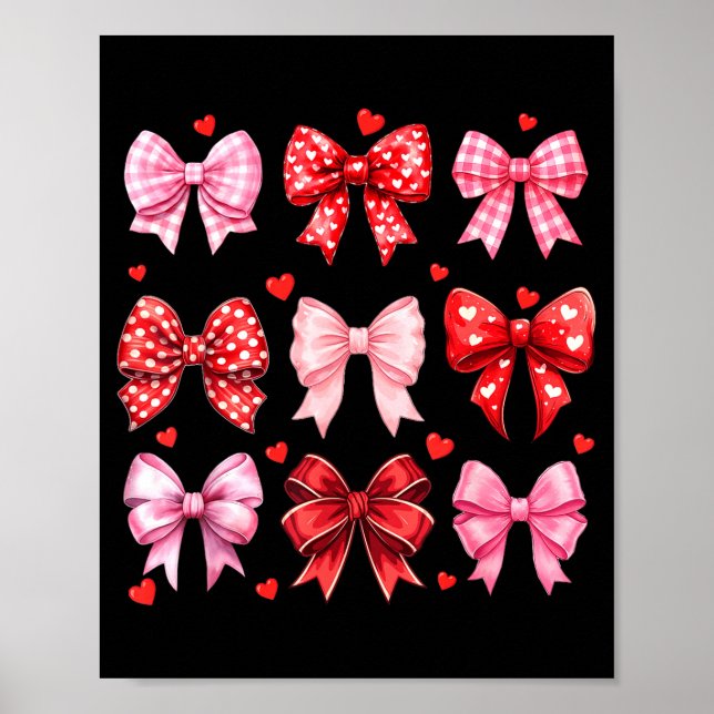 Poster Valentines Day Hearts Leopard Coquette Bow Women G (Devant)