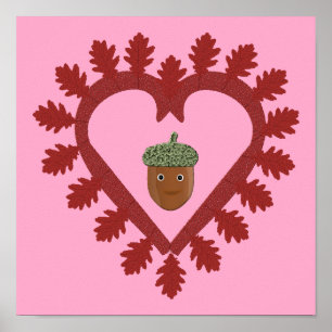 Poster Valentines Day Love Heart Acorn