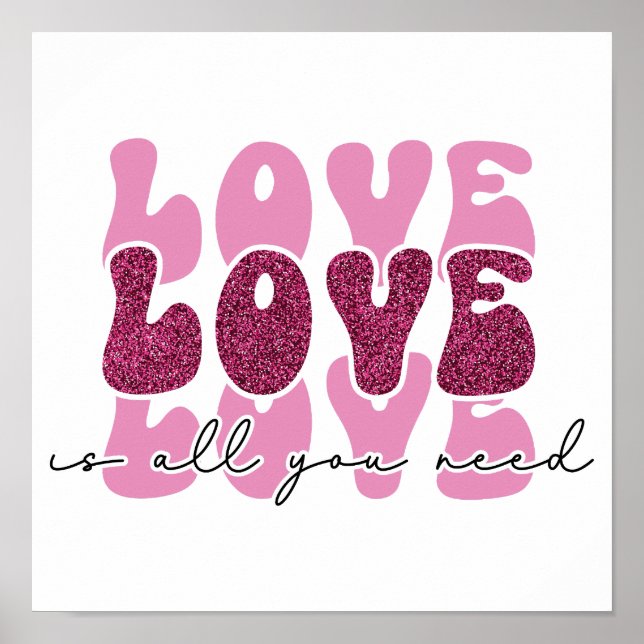 Poster Valentine's Day "Love Love Love" (Devant)