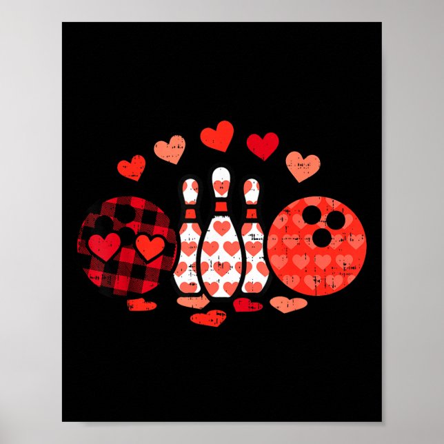 Poster Valentines Day Plaid Bowling Valentine Srts Men Wo (Devant)