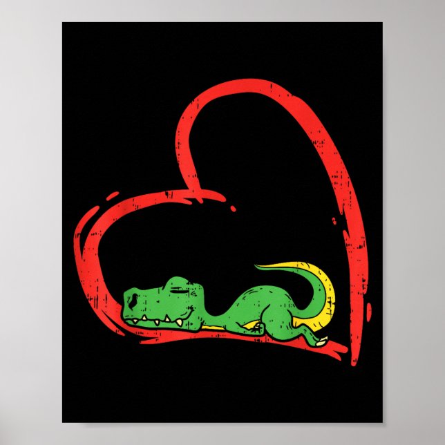 Poster Valentines Day Shirt Funny Heart Trex Sleeng Dinos (Devant)