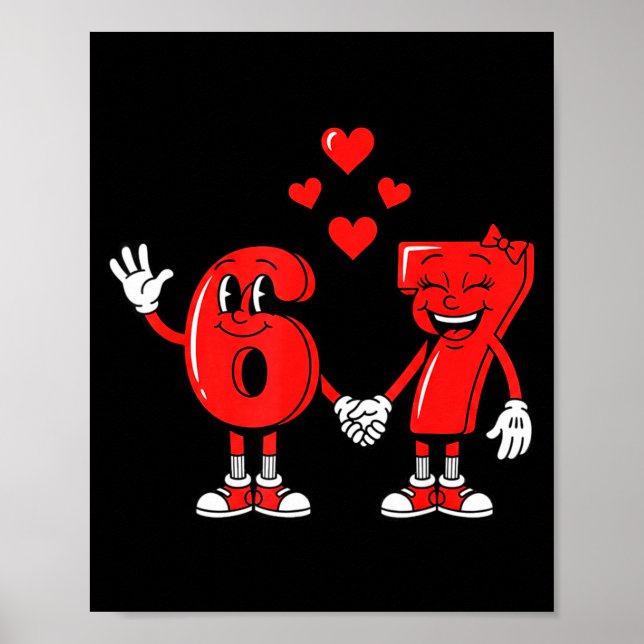 Poster Valentine's Day Six Seven Hearts 6 7 Meme Gen Alph (Devant)