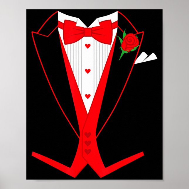 Poster Valentine's Day Tuxedo Red Bow Tie Costume For Guy (Devant)