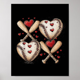 Poster Valentines de baseball Retro Jour Xoxo Funny Kids 